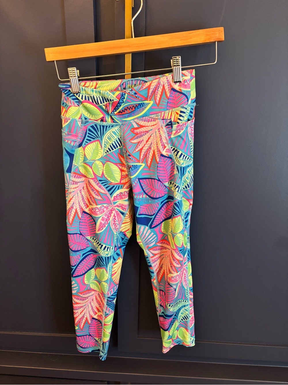 Kids Bright Tropical Leaf Print Leggings - Multicolor
